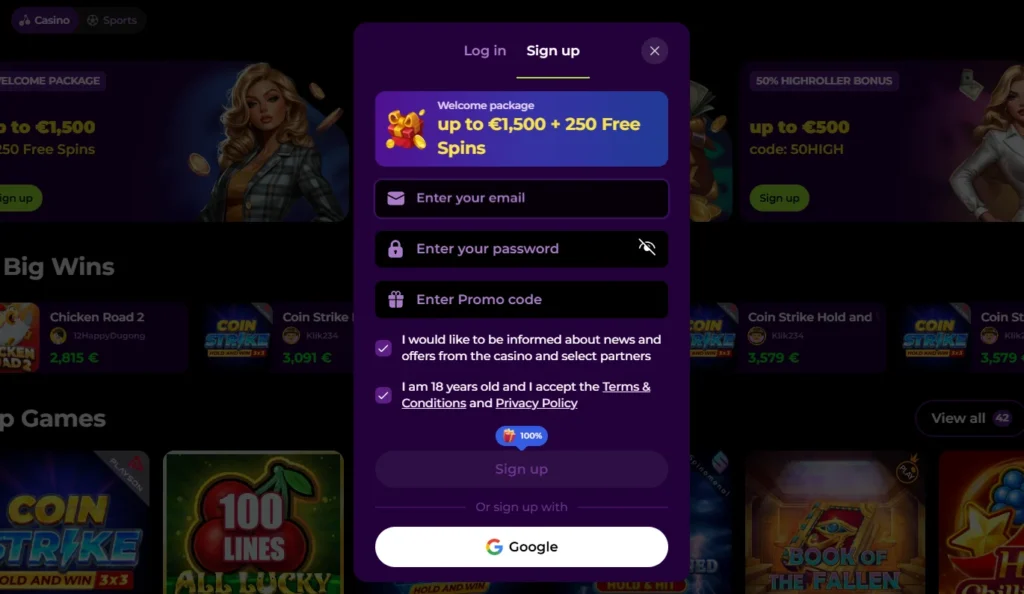 Pantalla de inicio de sesión segura en SpinMama Casino